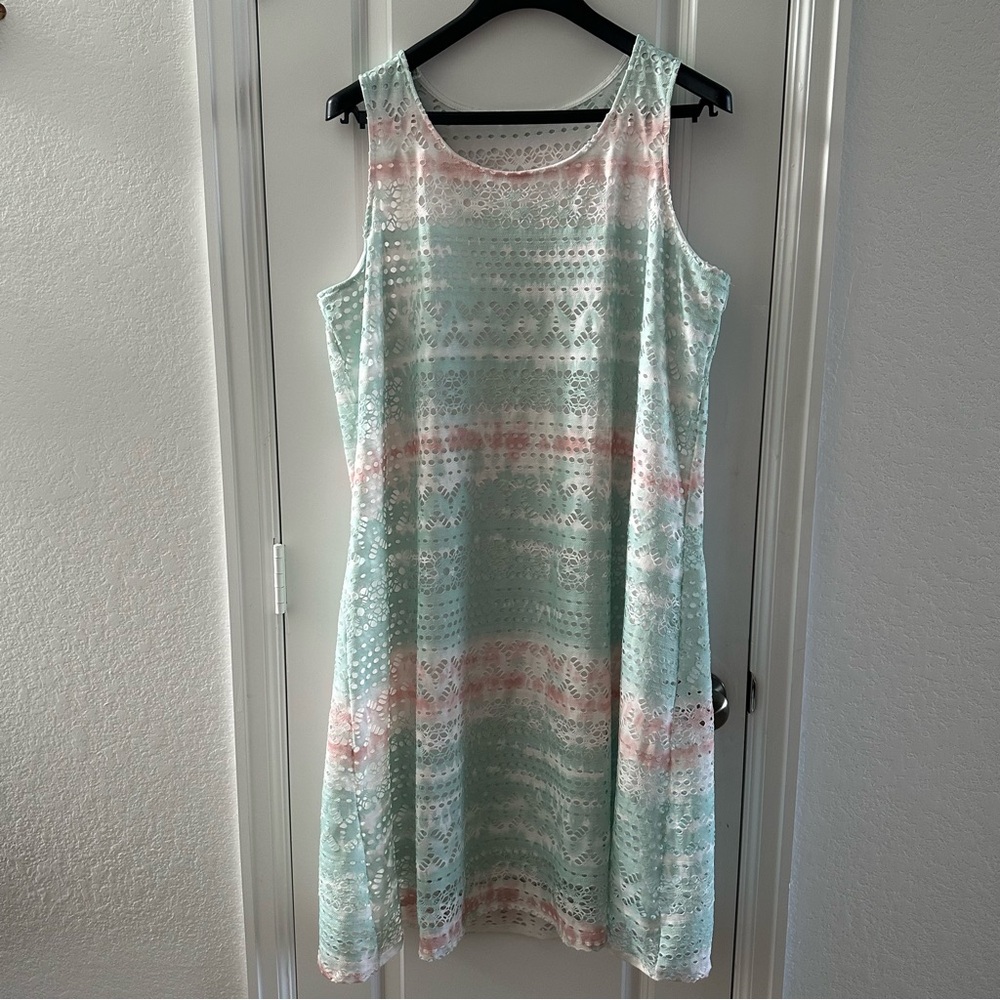 Sleeveless Pastel Lace A-Line Dress XXL By Cloth & Portrait - Picture 2 of 6
